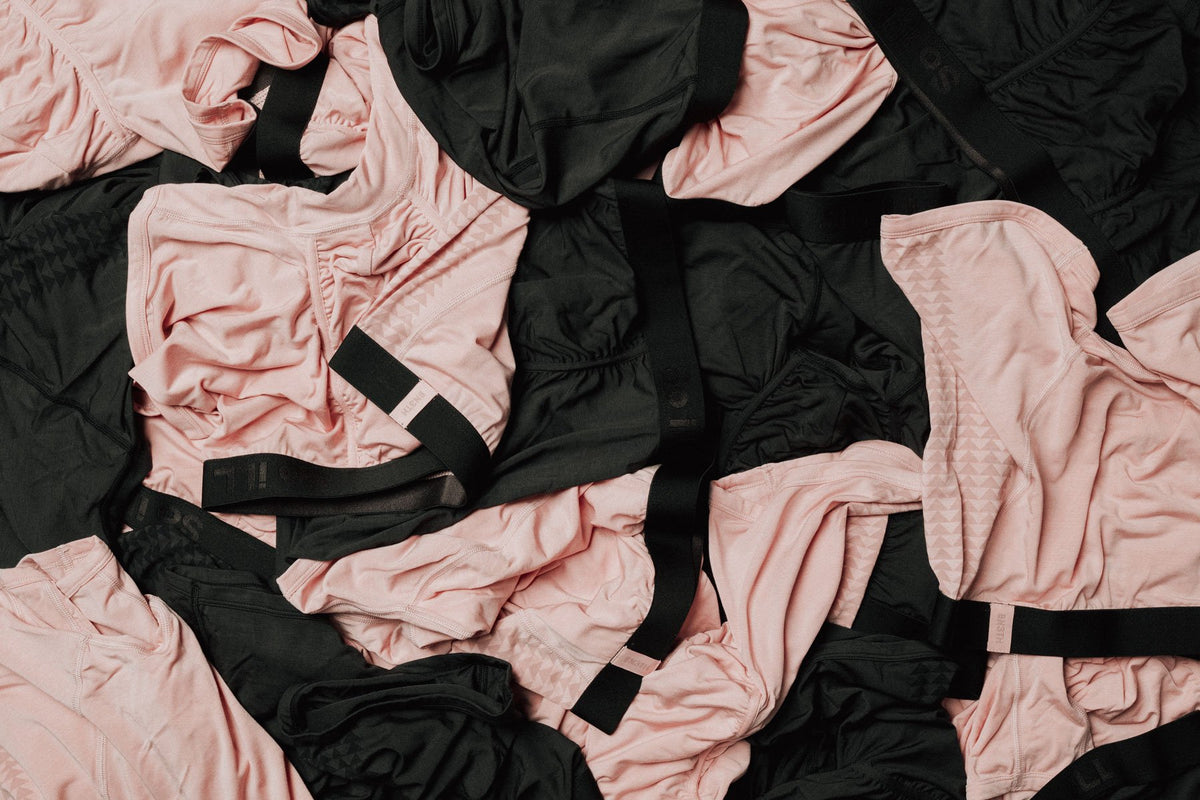 a pile of Dirty Pink and Black Wolf Boxer Briefs from the So iLL x BN3TH collaboration.