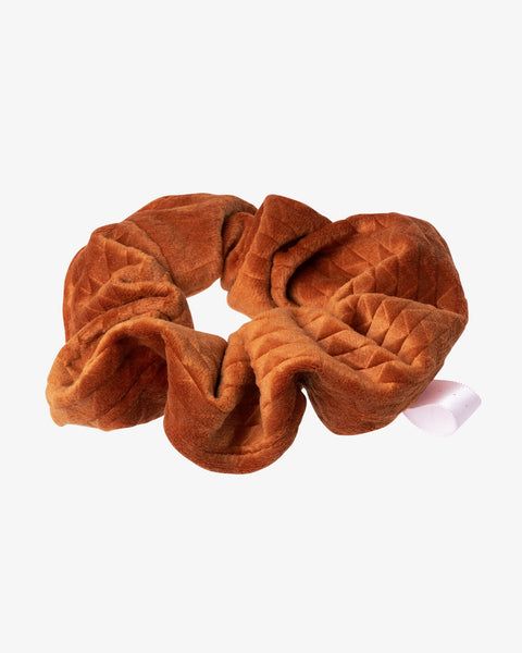 Medium Flat Velvet Hair Scrunchie - Orange Copper